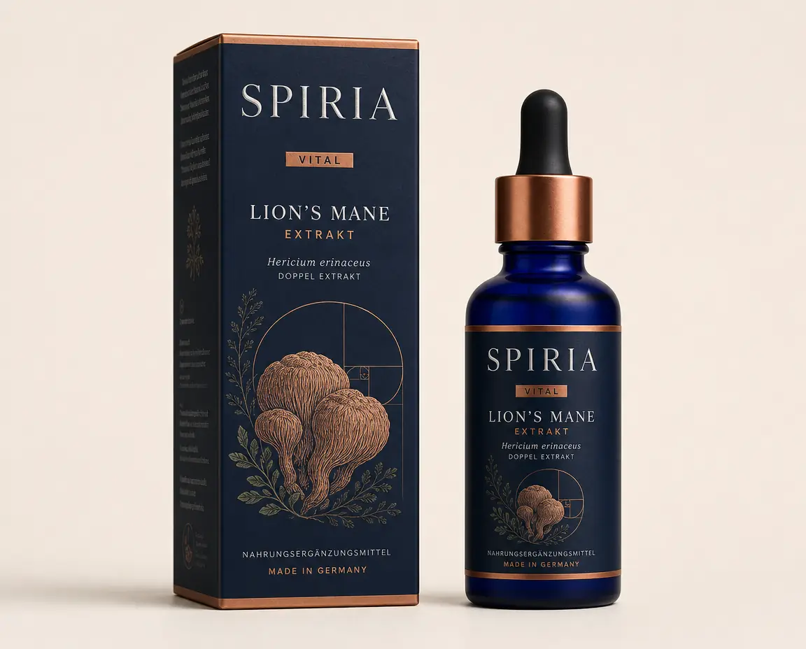 Spiria Vital packaging with the Fibonacci spiral in copper foil